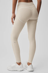 Alosoft High-Waist Heart Throb Legging - Oatmeal Heather/White