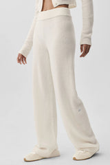 Wool Cashmere High-Waist New Class Wide Leg Pant - Ivory