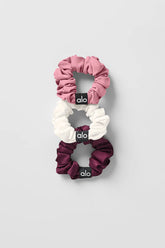 Fresh Mini Scrunchie 3-Pack - Burgundy/Pink Wild Rose/Ivory