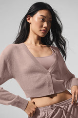 Sheer Cashmere Cropped Cardigan - Taupe