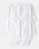 Baby 4-Pack Long-Sleeve Bodysuits - White