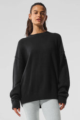Unisex Wool Cashmere New Class Crewneck Sweater - Black