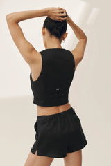 Linen Blend Riviera Vest - Black