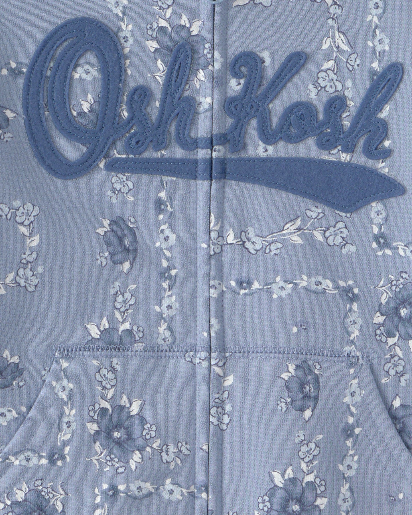 Toddler Girl Floral OshKosh Logo Zip-Up Hoodie - Blue