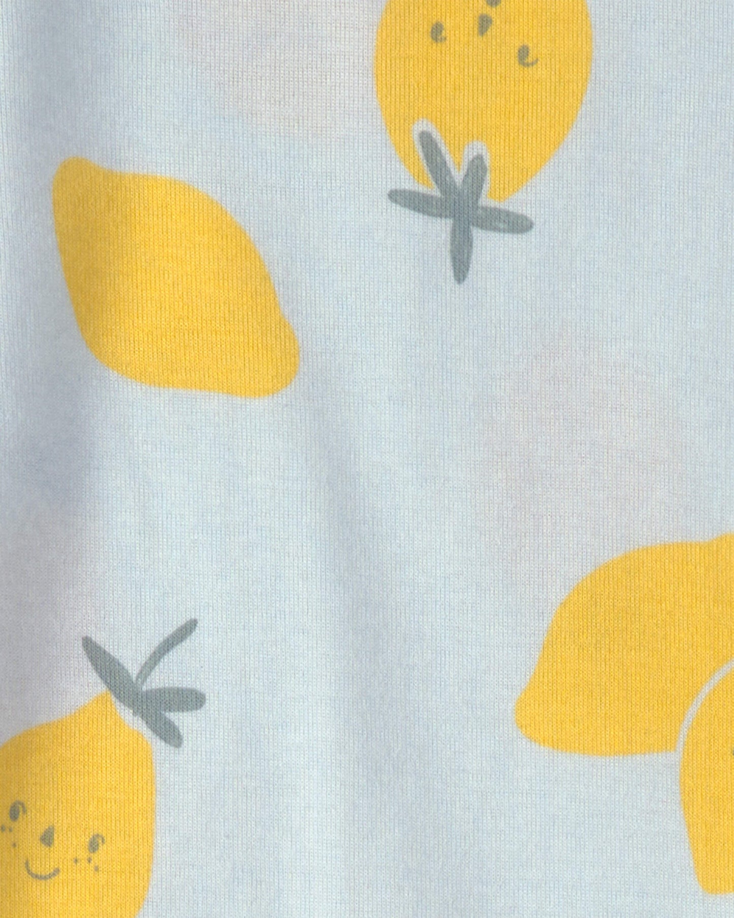 Toddler Girl Lemon 100% Cotton Snug Fit 4-Piece Pajama Set - Blue/Yellow