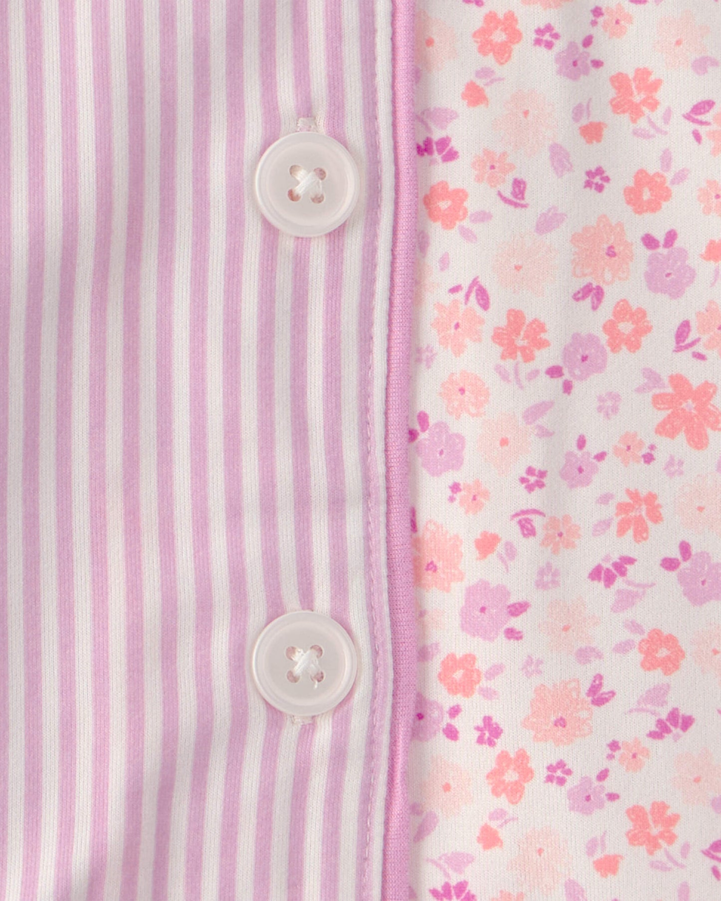 Toddler Girl Floral Striped Short-Sleeve Loose Fit 2-Piece Pajama Set - Pink