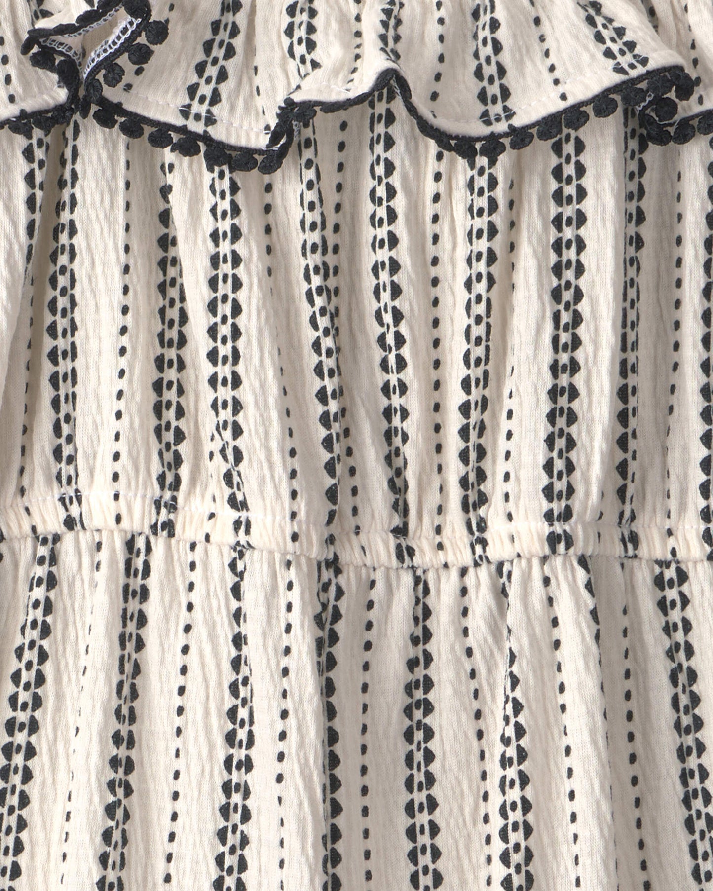 Toddler Girl Striped Ruffle Jumpsuit - Black/Ivory