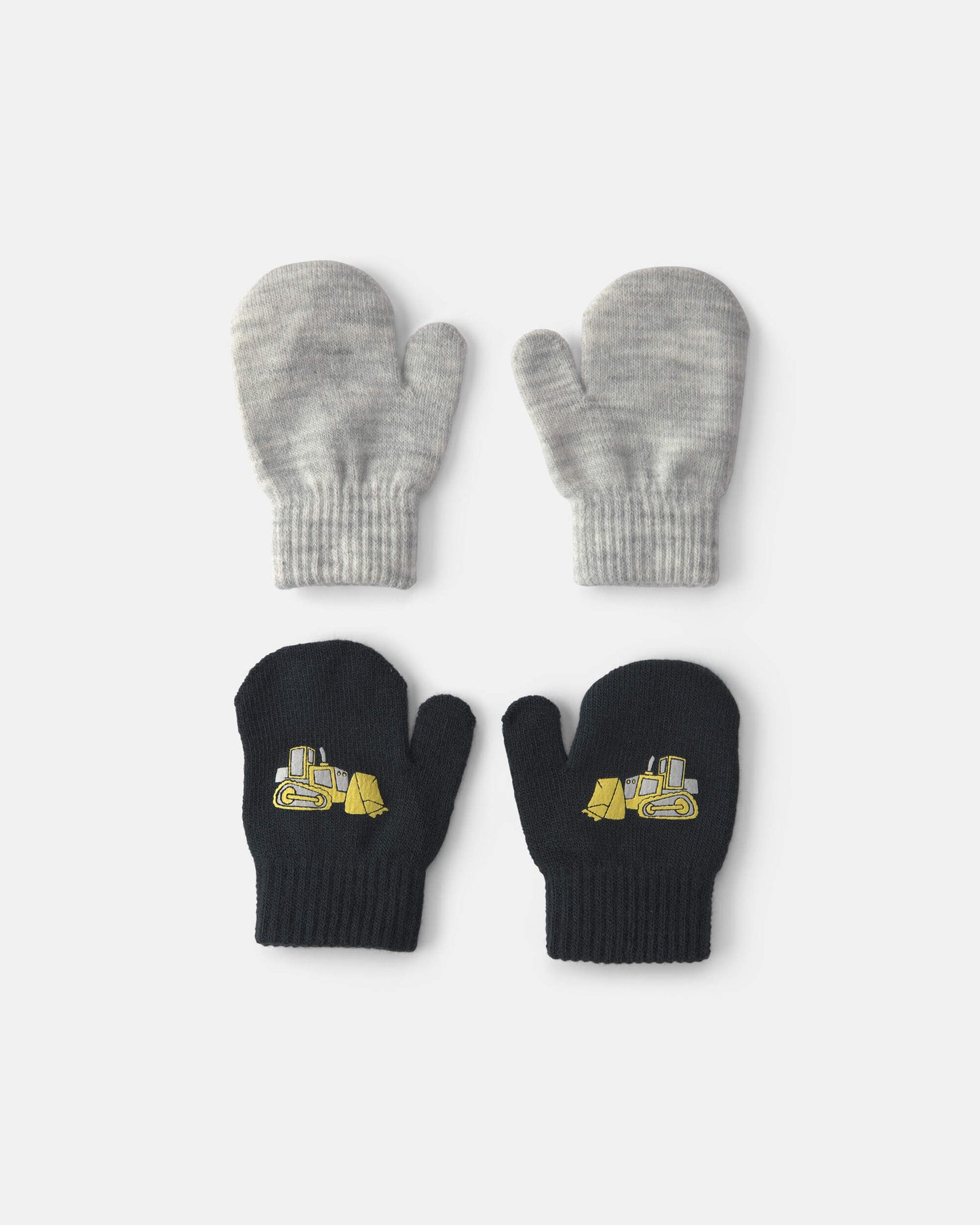 Toddler Boy 2-Pack Construction Mittens - Black/Grey