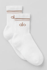 Unisex Half-Crew Throwback Sock - White/Chai Latte