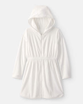 Girls Terry Long-Sleeve Cover Up - White