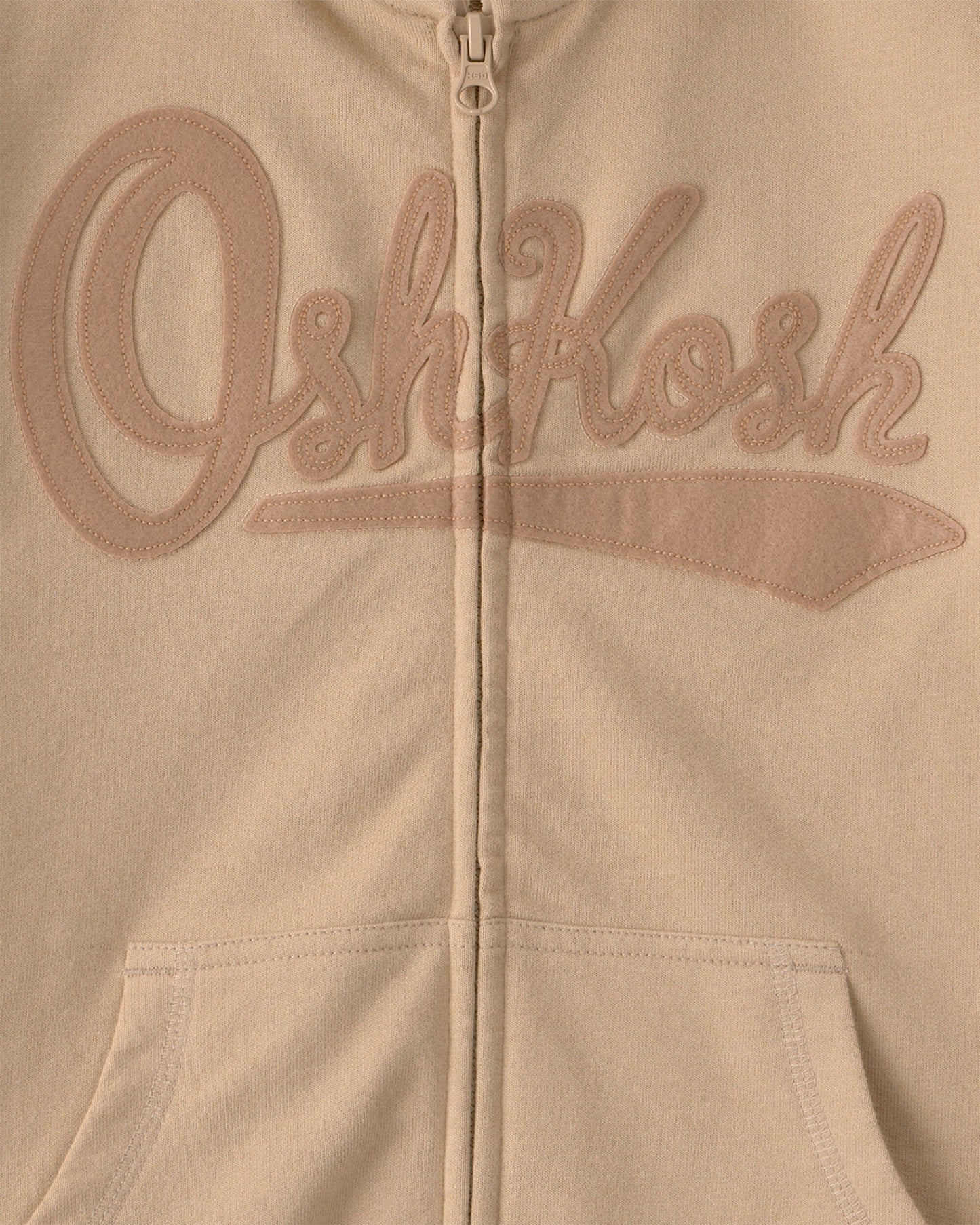 Kids OshKosh Logo Zip-Up Hoodie - Beige