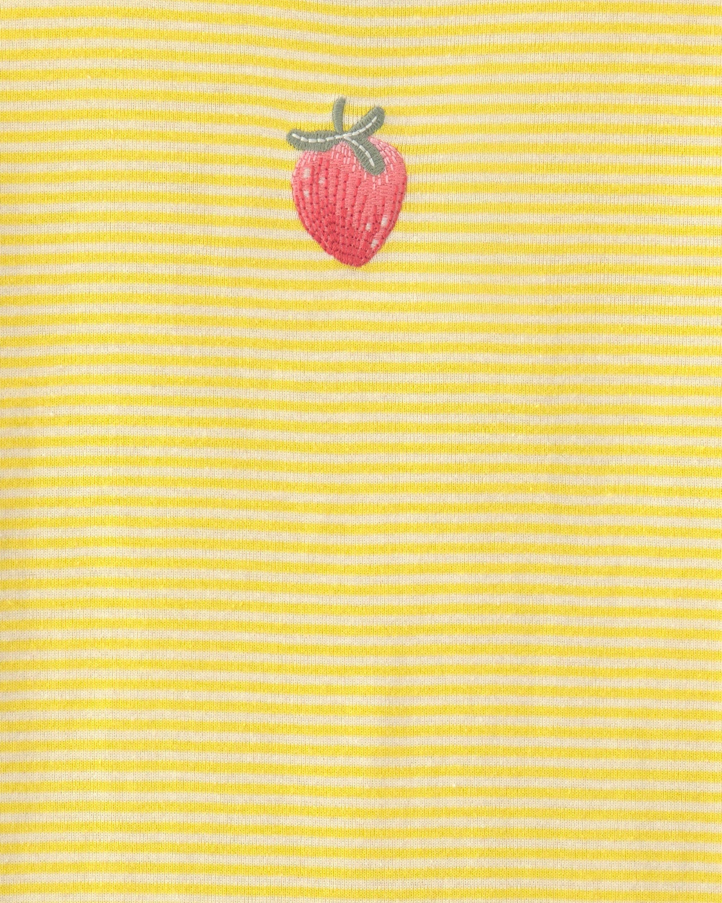 Girls Strawberry 100% Cotton Snug Fit 2-Piece Pajama Set - Yellow