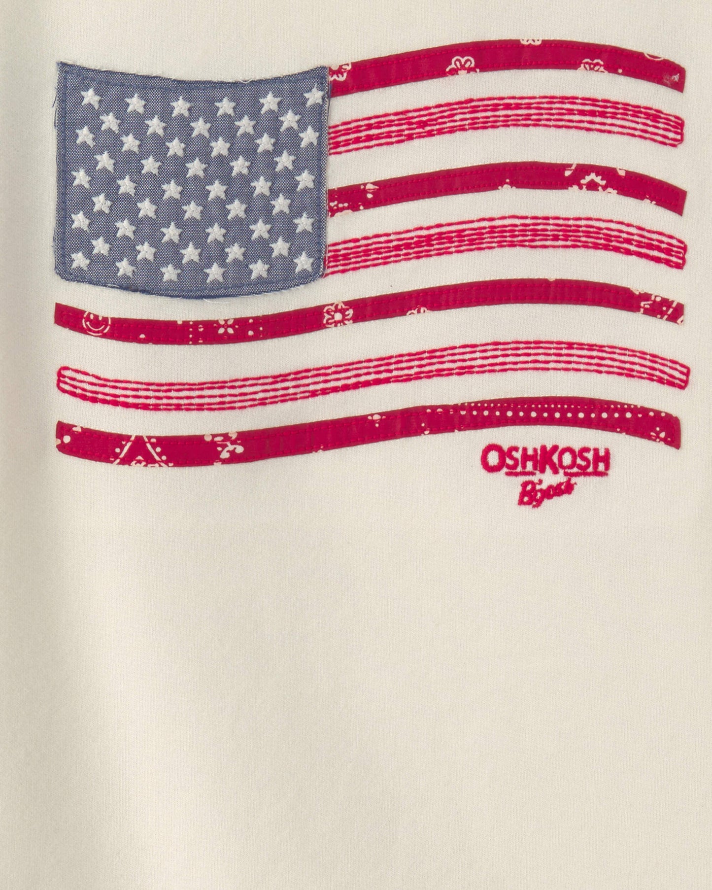 Kids American Flag French Terry Pullover Sweatshirt - Cream