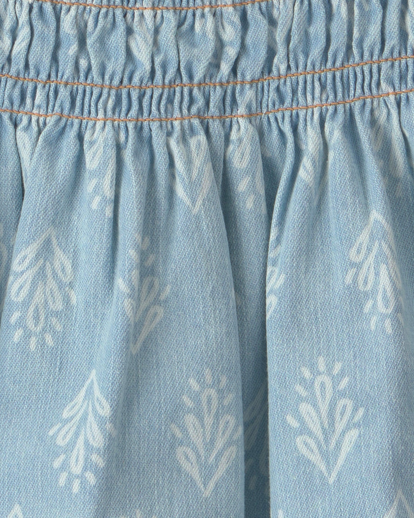 Girls Chambray Floral Smocked Tank Top