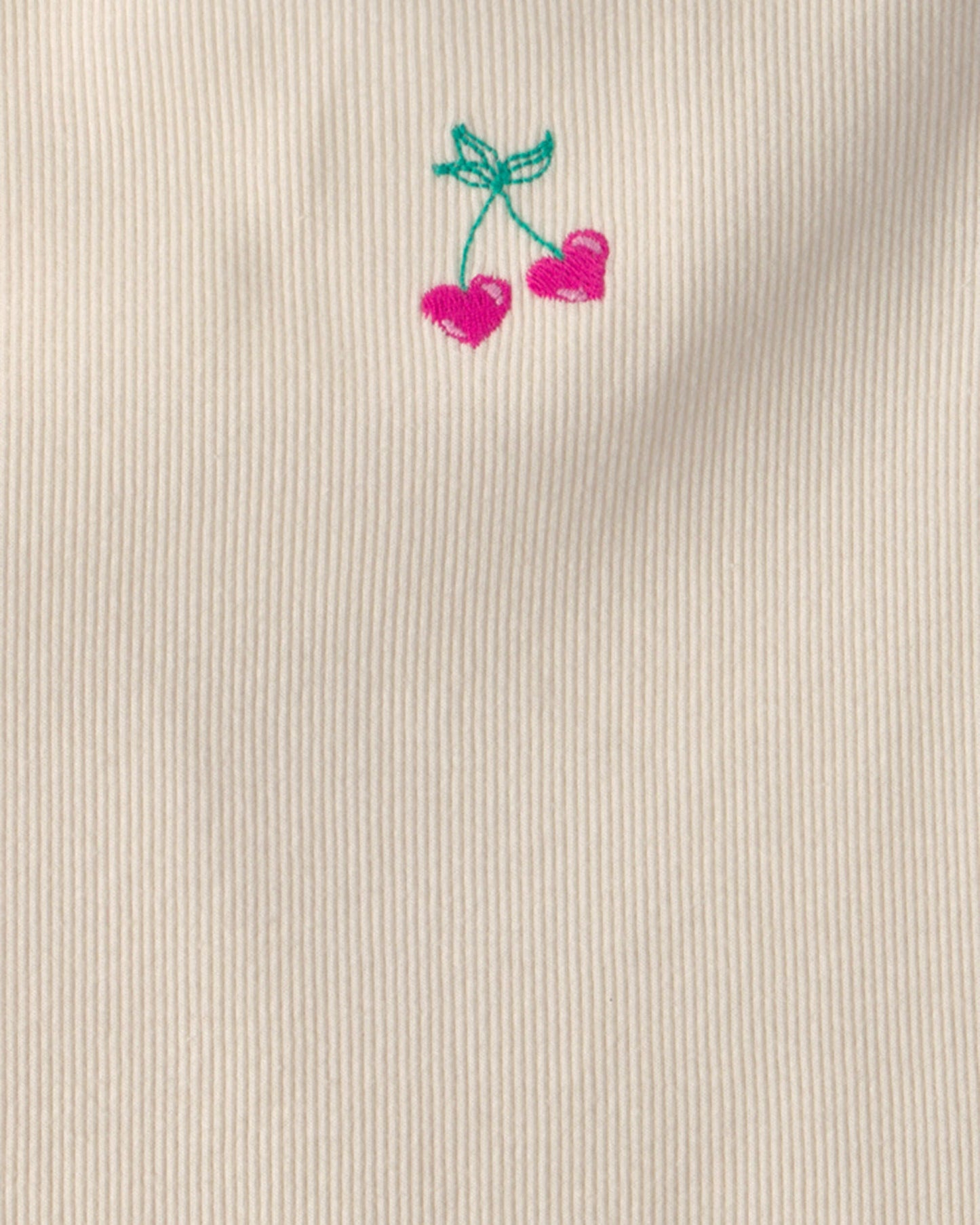 Girls Cherry Embroidered Tank Top - Ivory