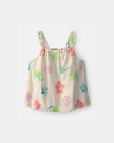 Girls Summer Floral Tank Top - Cream