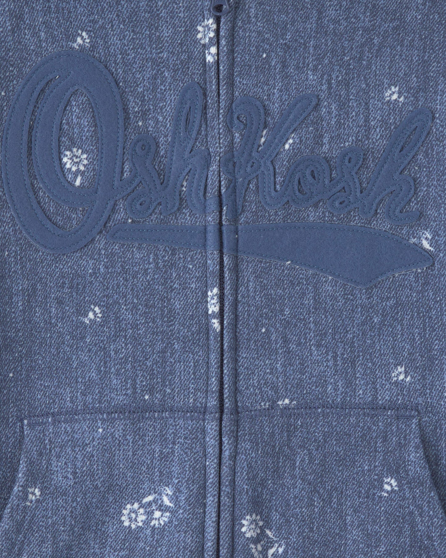 Girls Floral OshKosh Logo Zip-Up Hoodie - Blue