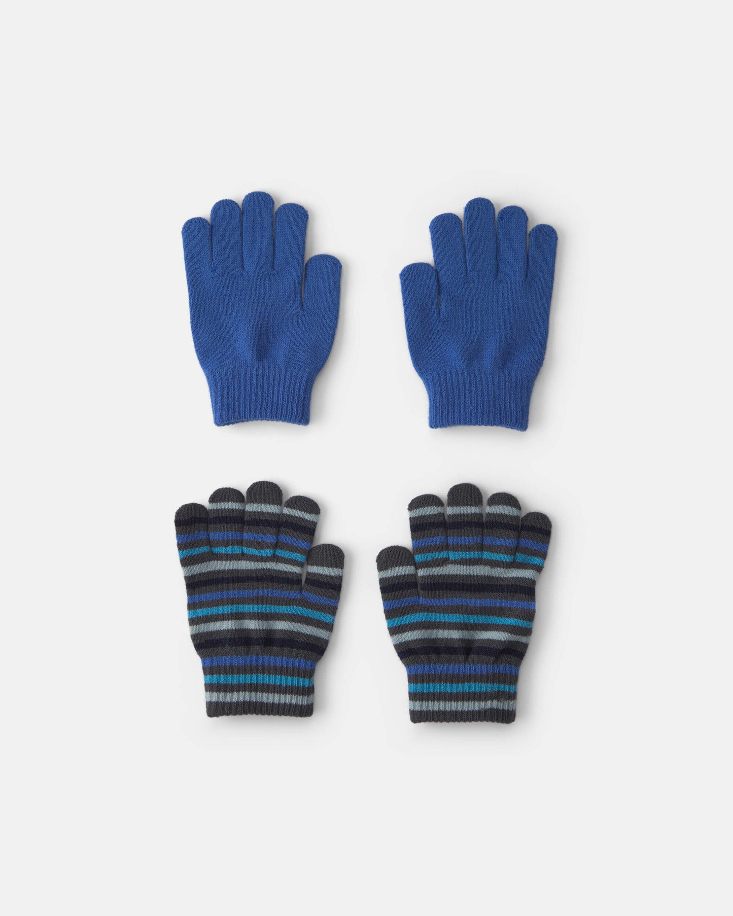 Boys 2-Pack Striped Winter Gloves - Blue