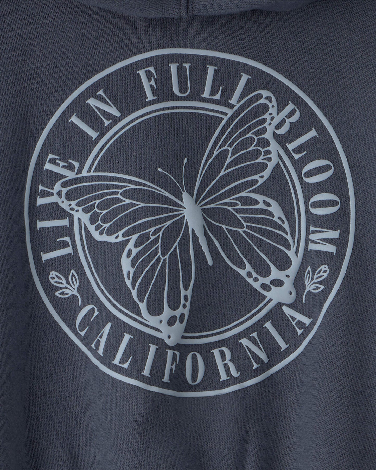 Girls 'Butterfly' Fleece Zip-Up Hoodie - Navy Blue