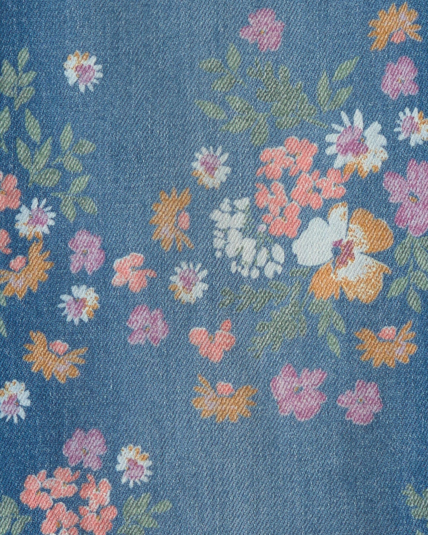 Girls Floral Denim Wide-Leg Jeans - Medium Wash