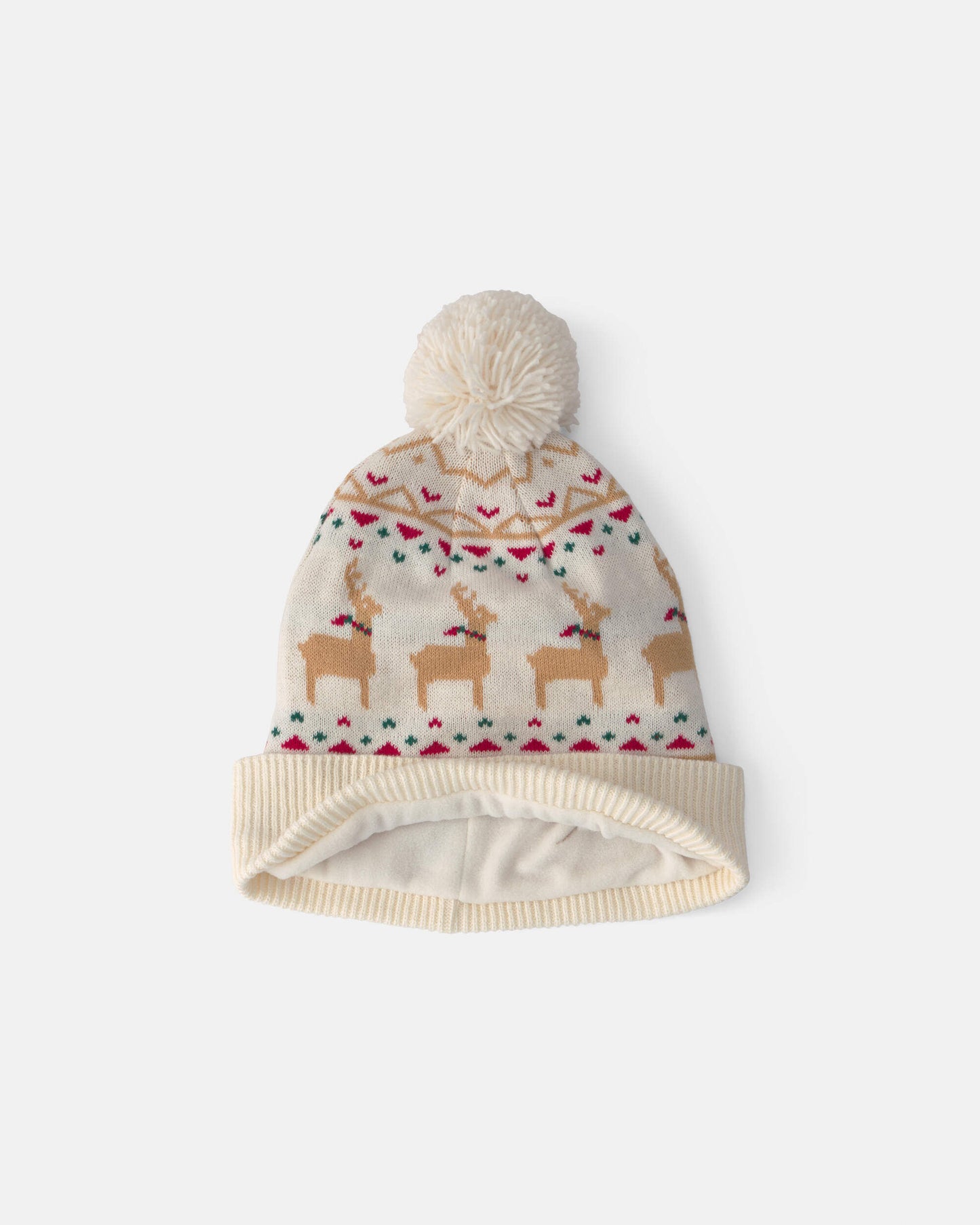 Kids 2-Piece Fair Isle Christmas Beanie & Glove Set - Cream