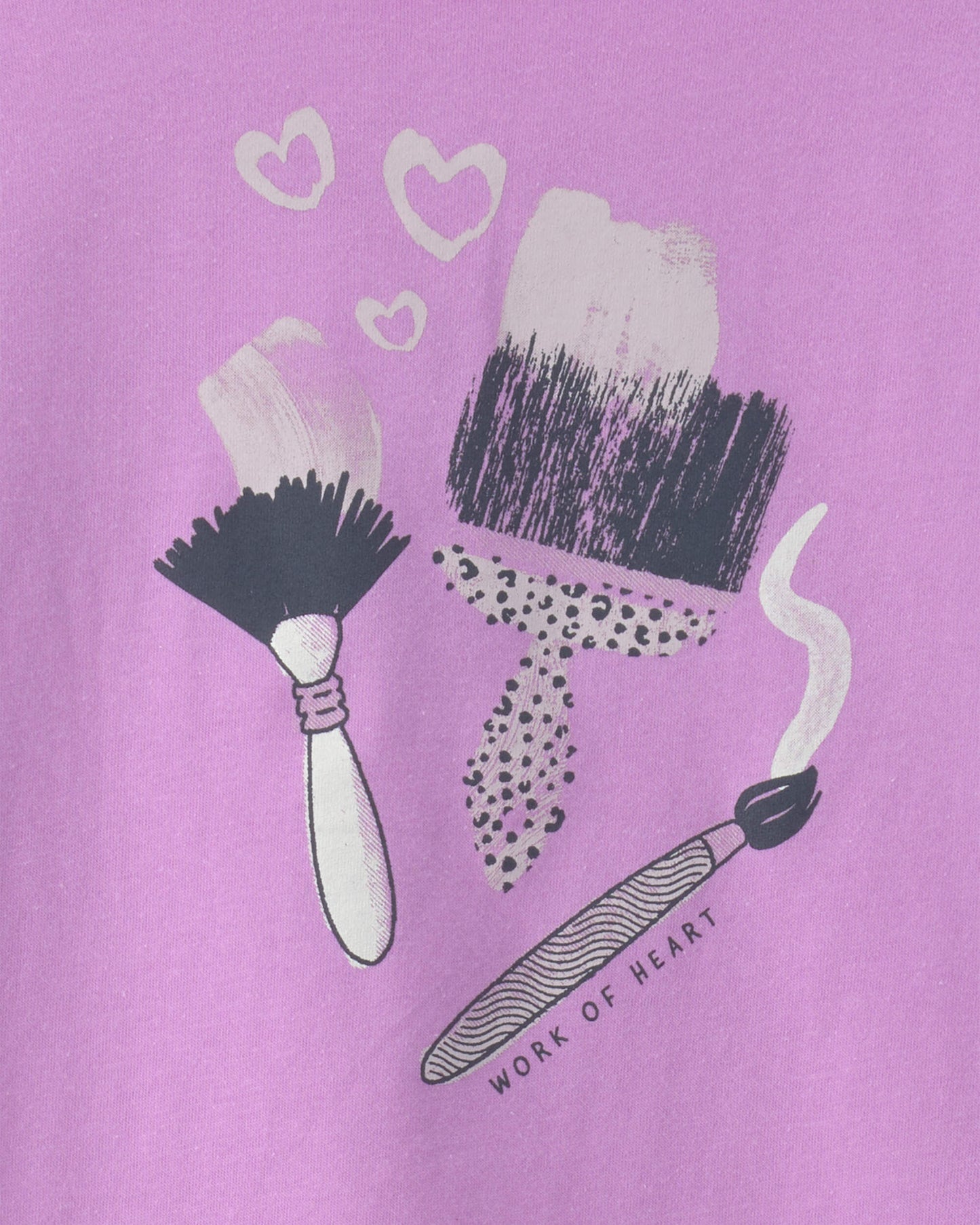 Girls 'Work of Heart' Paintbrush Long-Sleeve Graphic Tee - Purple
