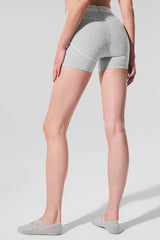 4” Alosoft High-Waist Heart Throb Short - Athletic Heather Grey/White