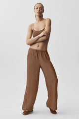 Semi-Sheer Golden Hour High-Waist Straight Leg Pant - Sun Kissed Brown