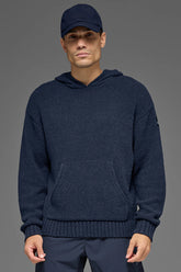 Textured Knit Hoodie - Navy