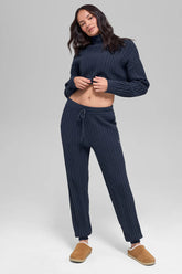Cable Knit Winter Bliss Pant - Navy