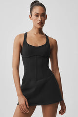 Airbrush Sparks Fly Corset Tennis Dress - Black