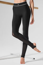 Airlift Mesh High-Waist Darling Stirrup Legging - Black