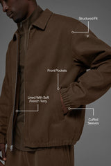 Cotton Canvas Coaches Jacket - Espresso