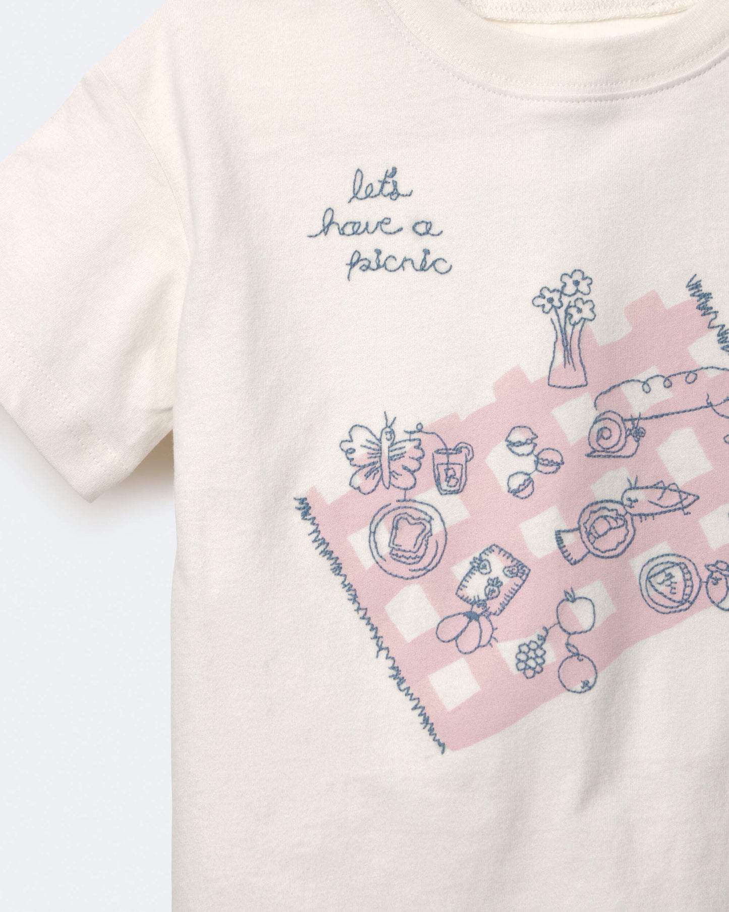 Toddler Girl 'Let's Have A Picnic' Relaxed Graphic Tee - Cream