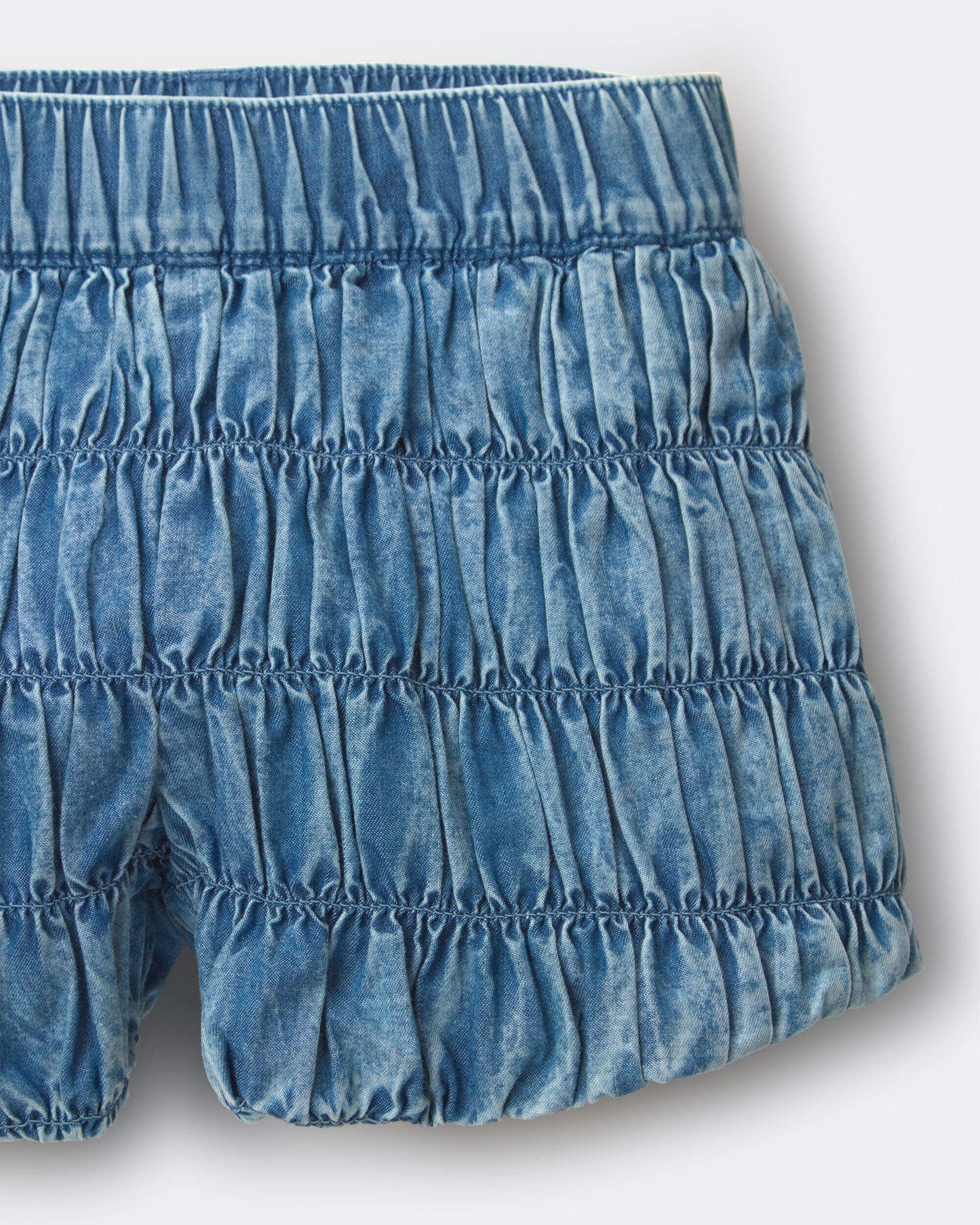 Toddler Girl Ruched Shorts in Chambray