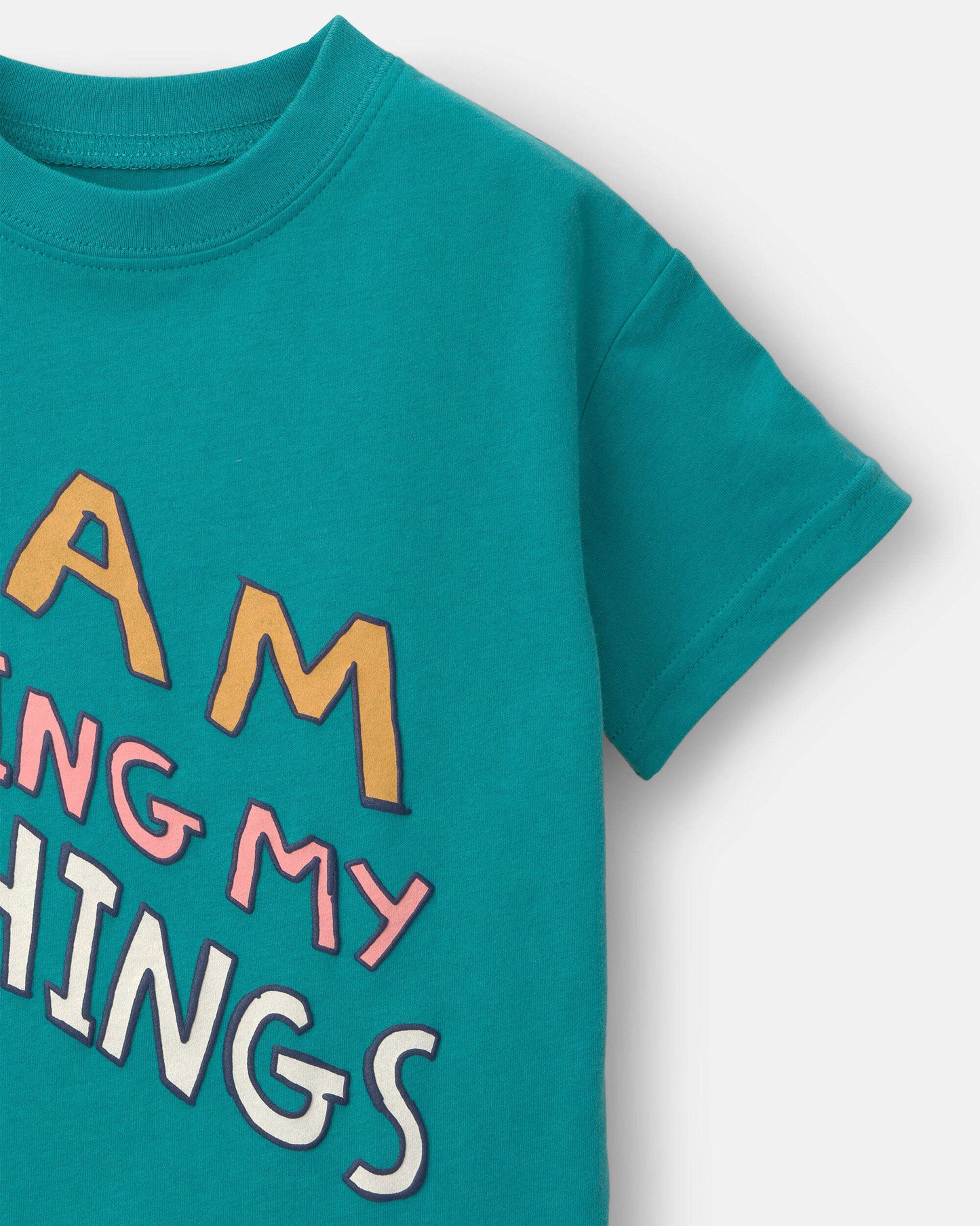Toddler 'I Am Doing My Things' Relaxed Graphic Tee - Teal