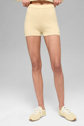 Wool Cashmere Ribbed Noble Short - Candlelight Yellow