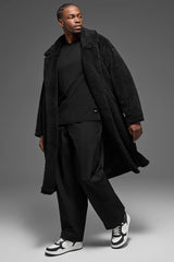 Oversized Sherpa Trench - Black