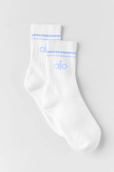 Unisex Half-Crew Throwback Sock - White/Light Provence Blue