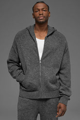 Wool Cashmere New Class Full Zip Hoodie - Platinum Grey
