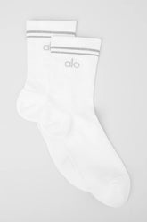 Unisex Half-Crew Performance Sock - White