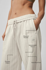 Pinstripe Straight Leg Sweatpant - Bone Pinstripe