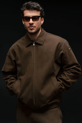 Cotton Canvas Coaches Jacket - Espresso