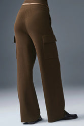 Scholar Knit High-Waist Cargo Pant - Espresso