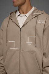 Cotton Canvas Full Zip Hoodie - Gravel