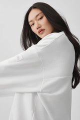 Take It Easy Long Sleeve Henley Pullover - White