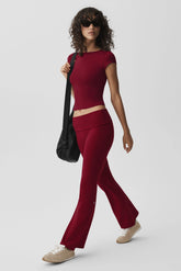 ALO Softsculpt Foldover Flare Legging - Summer Romance Red