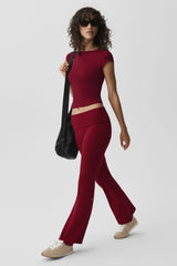 ALO Softsculpt Foldover Flare Legging - Summer Romance Red