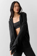 Wool Cashmere New Class Full Zip Hoodie - Black