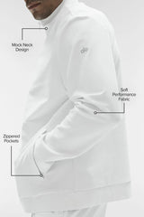 Conquer Max Mock Neck Full Zip - White